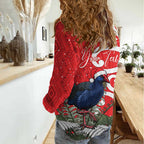 Personalized New Zealand Pukeko Christmas Women Casual Shirt Meri Kirihimete Taniko Ponga Koru Red - Aussie Hoodie