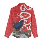 Personalized New Zealand Pukeko Christmas Women Casual Shirt Meri Kirihimete Taniko Ponga Koru Red - Aussie Hoodie