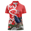 Personalized New Zealand Pukeko Christmas Women Polo Shirt Meri Kirihimete Taniko Ponga Koru Red - Aussie Hoodie