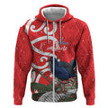 Personalized New Zealand Pukeko Christmas Zip Hoodie Meri Kirihimete Taniko Ponga Koru Red - Aussie Hoodie