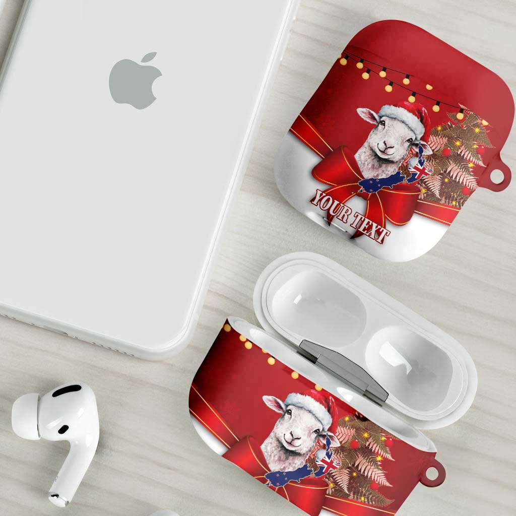 Personalized New Zealand Sheep Christmas AirPods Case Hipi Meri Kirihimete Silver Fern Xmas Tree - Aussie Hoodie