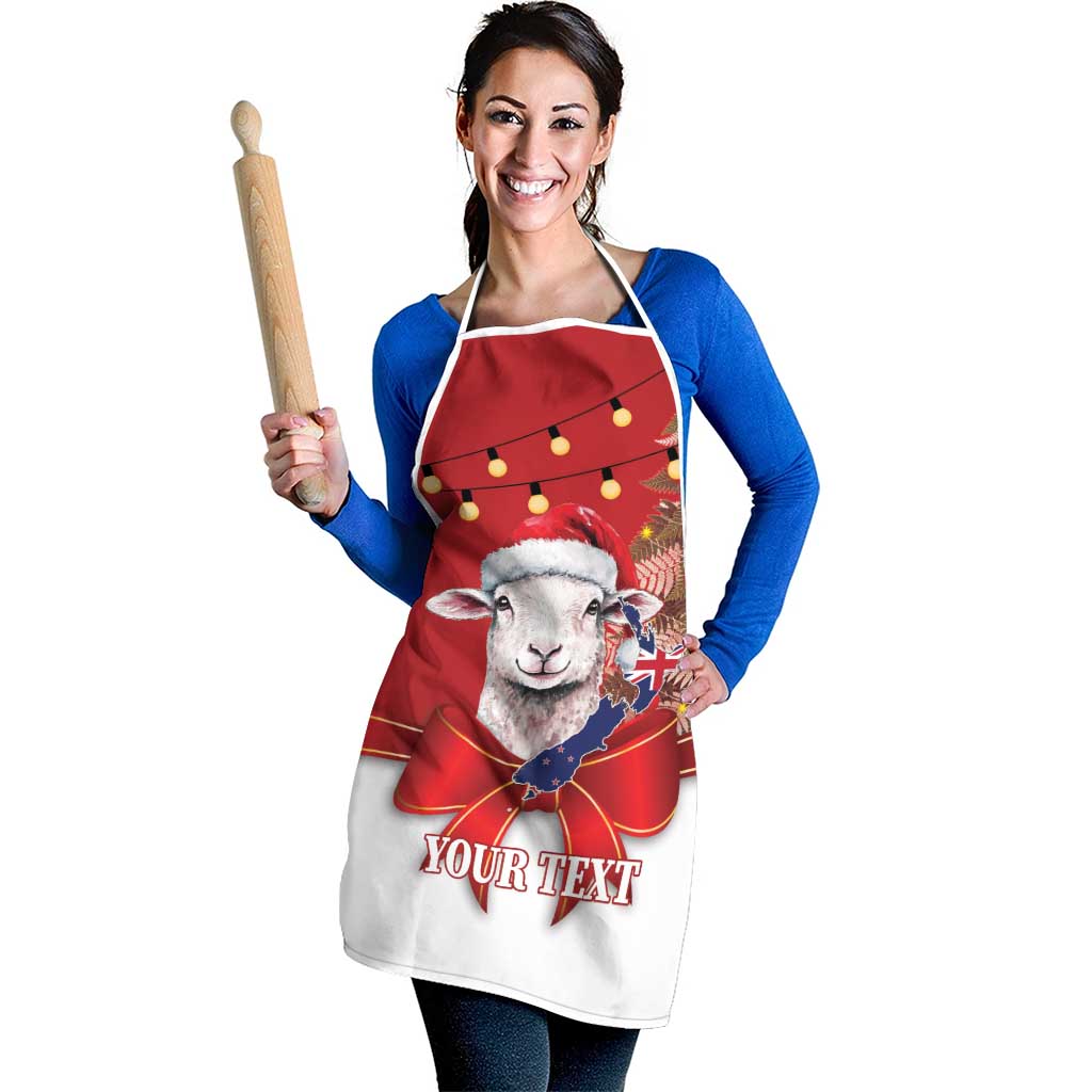 Personalized New Zealand Sheep Christmas Apron Hipi Meri Kirihimete Silver Fern Xmas Tree - Aussie Hoodie