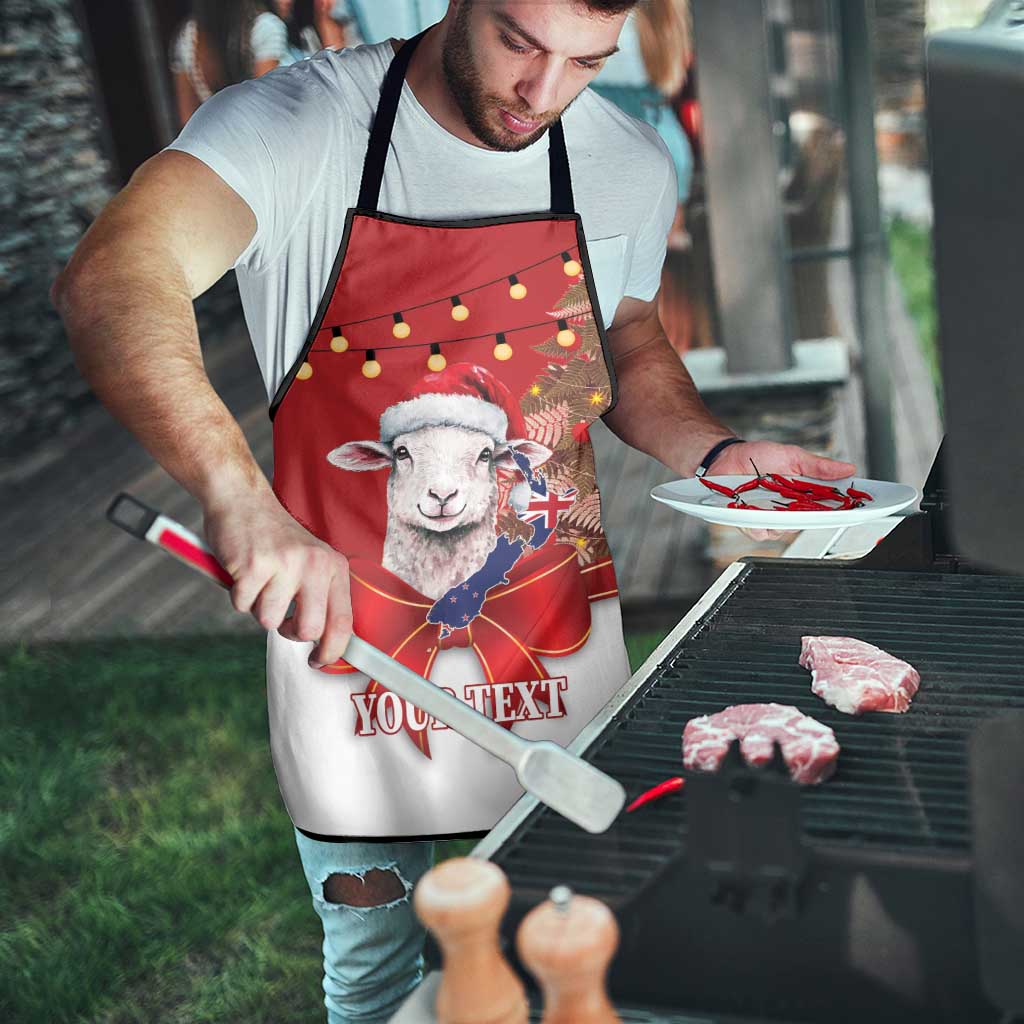 Personalized New Zealand Sheep Christmas Apron Hipi Meri Kirihimete Silver Fern Xmas Tree - Aussie Hoodie