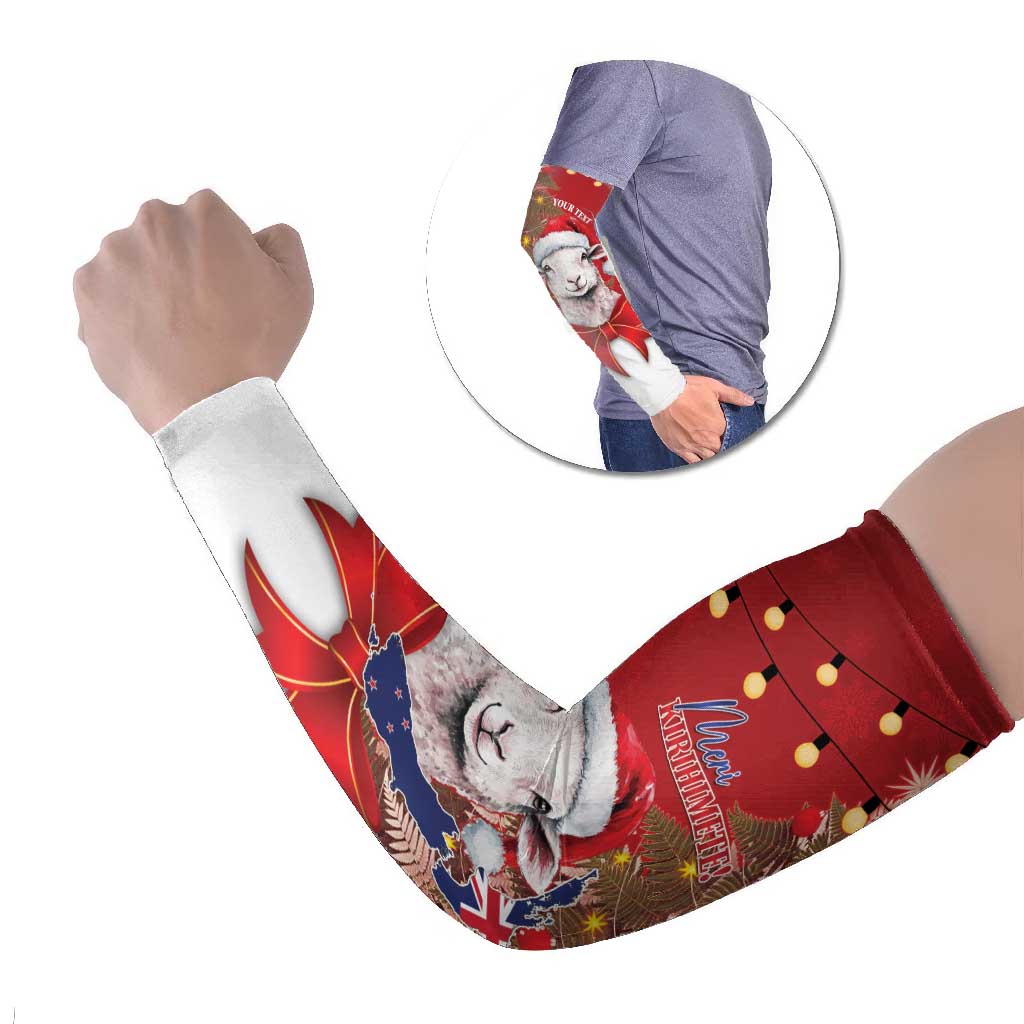Personalized New Zealand Sheep Christmas Arm Sleeves Hipi Meri Kirihimete Silver Fern Xmas Tree - Aussie Hoodie