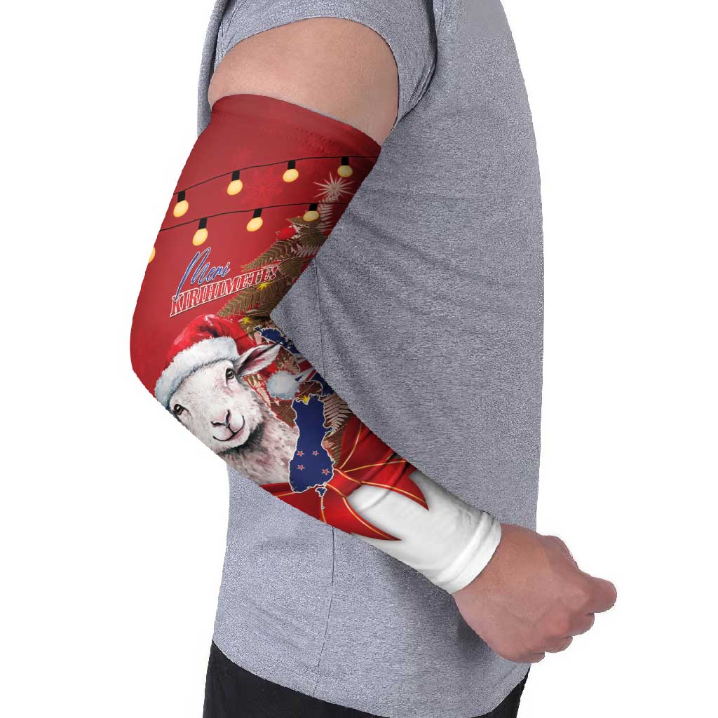 Personalized New Zealand Sheep Christmas Arm Sleeves Hipi Meri Kirihimete Silver Fern Xmas Tree - Aussie Hoodie