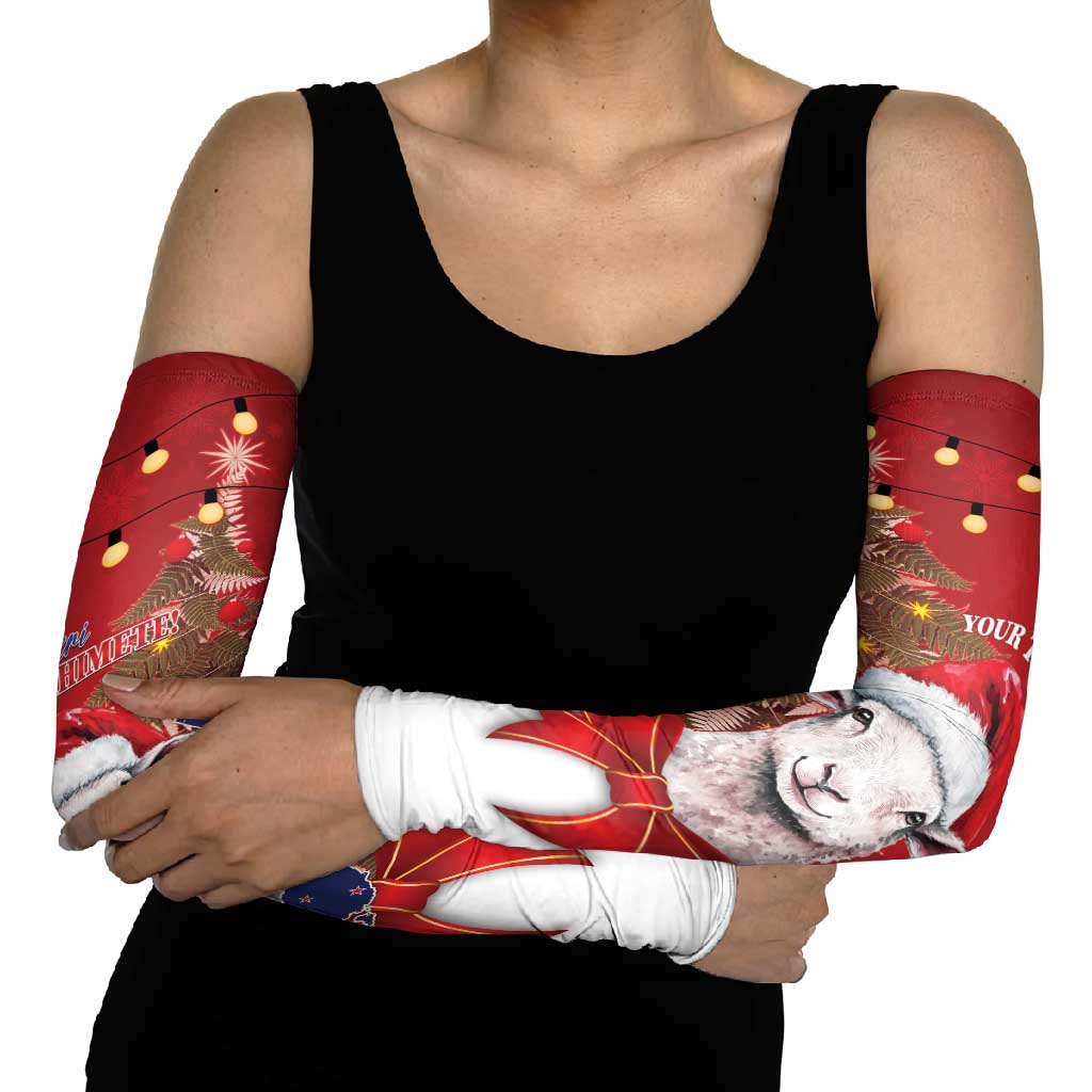 Personalized New Zealand Sheep Christmas Arm Sleeves Hipi Meri Kirihimete Silver Fern Xmas Tree - Aussie Hoodie
