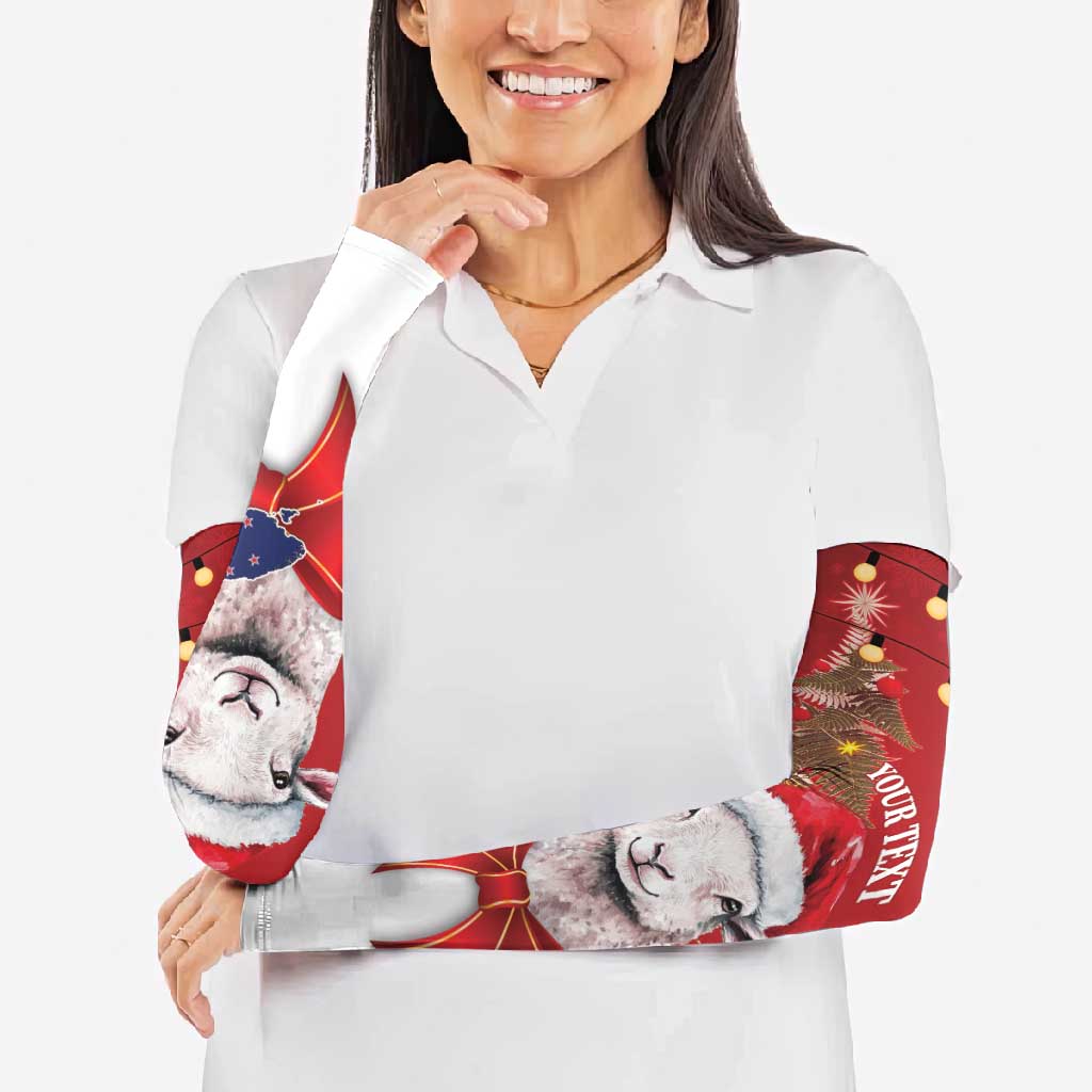 Personalized New Zealand Sheep Christmas Arm Sleeves Hipi Meri Kirihimete Silver Fern Xmas Tree - Aussie Hoodie