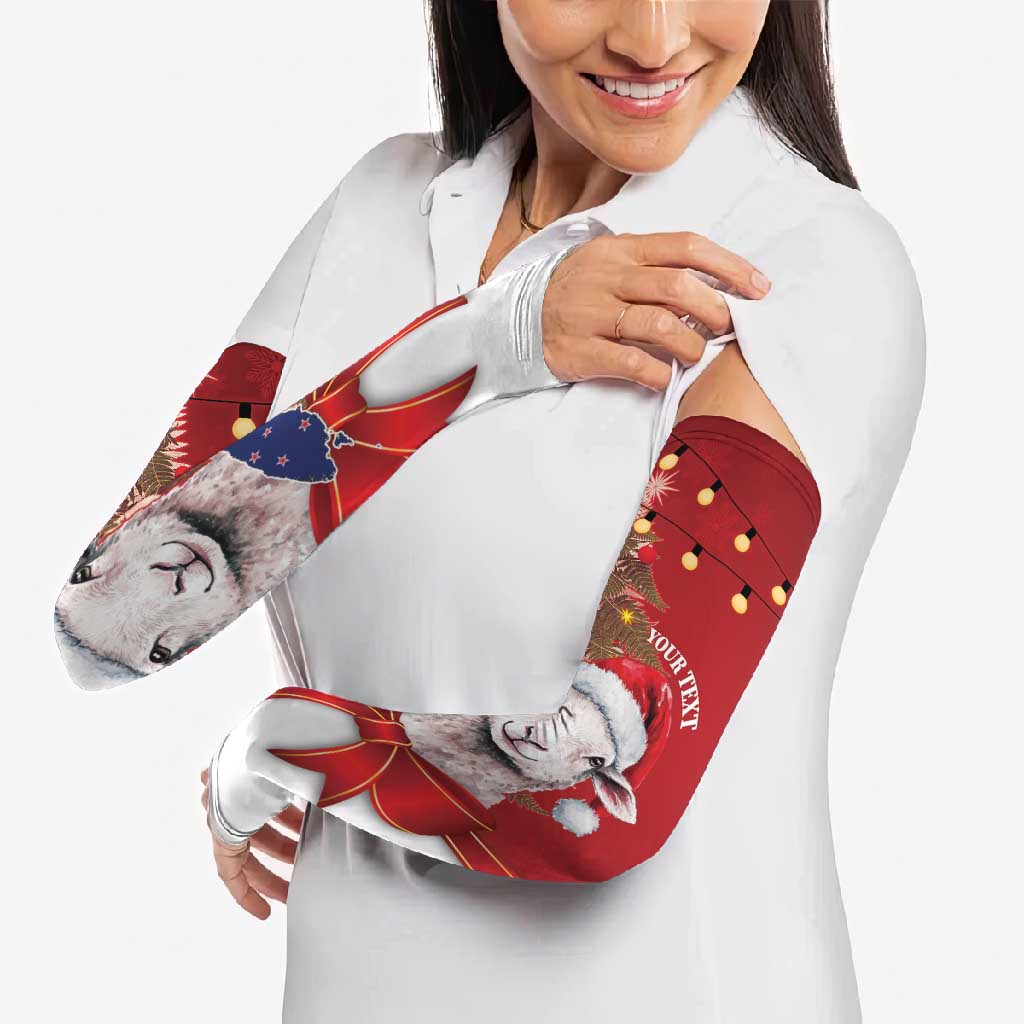 Personalized New Zealand Sheep Christmas Arm Sleeves Hipi Meri Kirihimete Silver Fern Xmas Tree - Aussie Hoodie