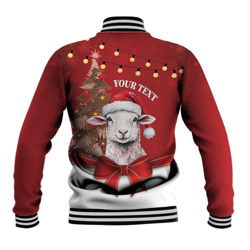 Personalized New Zealand Sheep Christmas Baseball Jacket Hipi Meri Kirihimete Silver Fern Xmas Tree - Aussie Hoodie