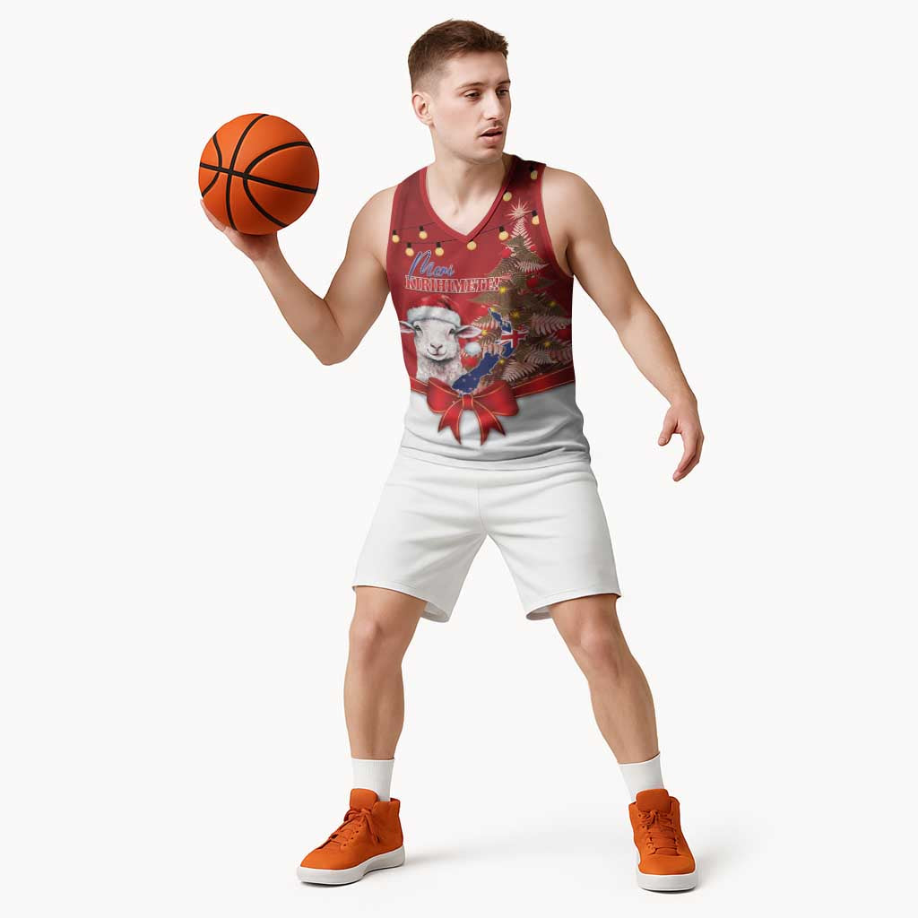 Personalized New Zealand Sheep Christmas Basketball Jersey Hipi Meri Kirihimete Silver Fern Xmas Tree - Aussie Hoodie