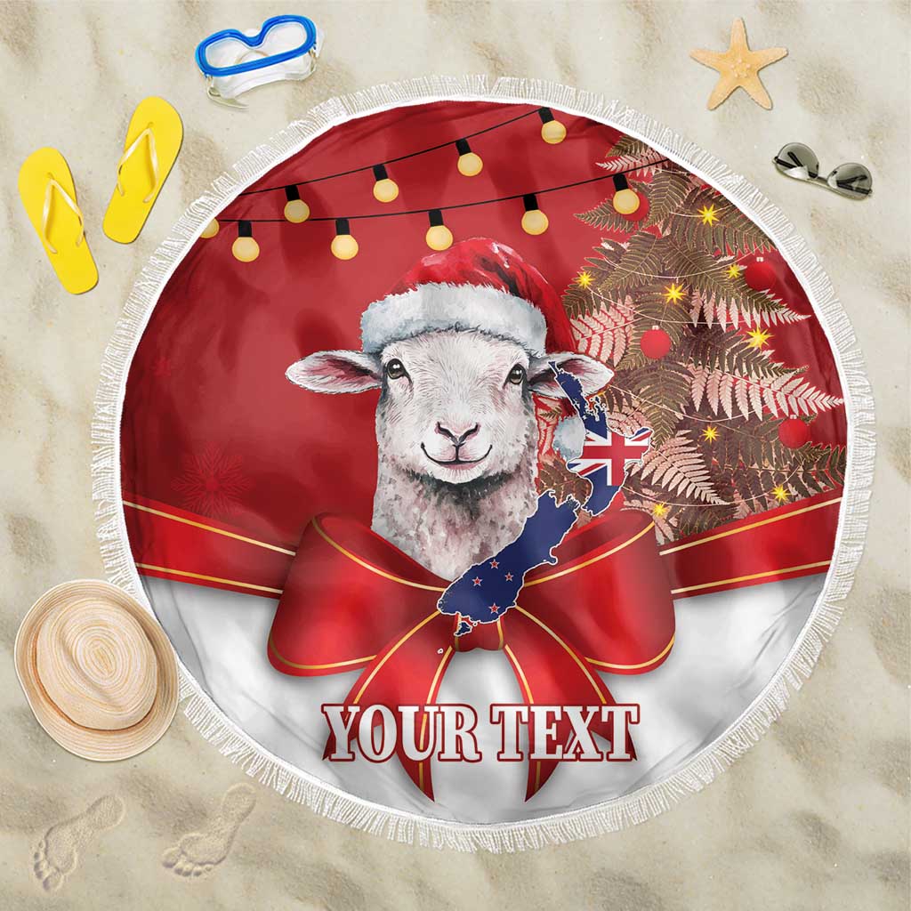 Personalized New Zealand Sheep Christmas Beach Blanket Hipi Meri Kirihimete Silver Fern Xmas Tree - Aussie Hoodie