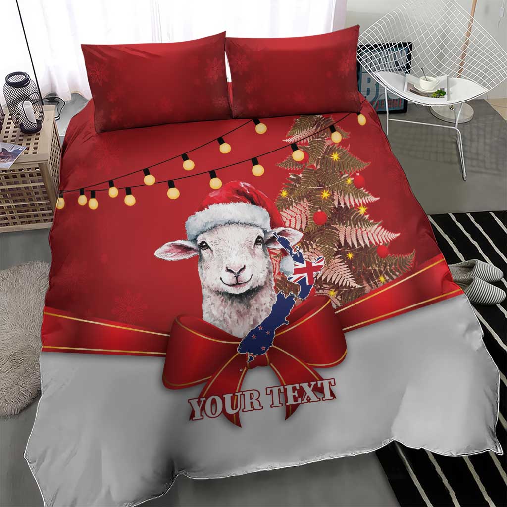Personalized New Zealand Sheep Christmas Bedding Set Hipi Meri Kirihimete Silver Fern Xmas Tree - Aussie Hoodie