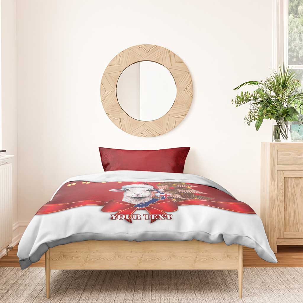 Personalized New Zealand Sheep Christmas Bedding Set Hipi Meri Kirihimete Silver Fern Xmas Tree - Aussie Hoodie