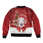 Personalized New Zealand Sheep Christmas Bomber Jacket Hipi Meri Kirihimete Silver Fern Xmas Tree - Aussie Hoodie
