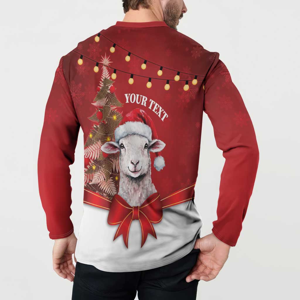 Personalized New Zealand Sheep Christmas Button Sweatshirt Hipi Meri Kirihimete Silver Fern Xmas Tree - Aussie Hoodie
