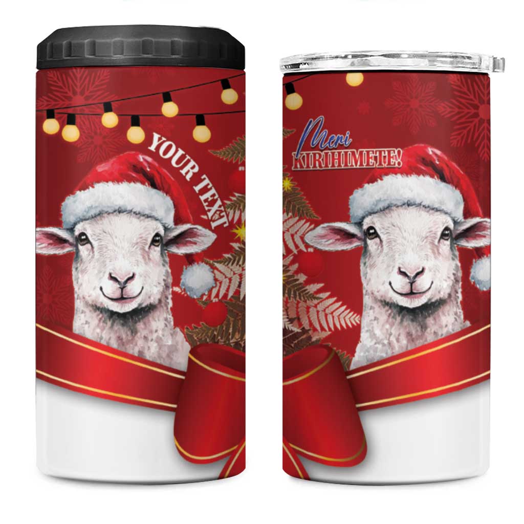 Personalized New Zealand Sheep Christmas 4 in 1 Can Cooler Tumbler Hipi Meri Kirihimete Silver Fern Xmas Tree - Aussie Hoodie