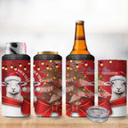 Personalized New Zealand Sheep Christmas 4 in 1 Can Cooler Tumbler Hipi Meri Kirihimete Silver Fern Xmas Tree - Aussie Hoodie