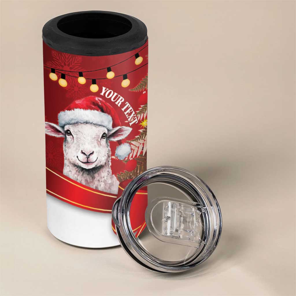 Personalized New Zealand Sheep Christmas 4 in 1 Can Cooler Tumbler Hipi Meri Kirihimete Silver Fern Xmas Tree - Aussie Hoodie