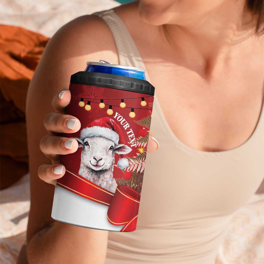 Personalized New Zealand Sheep Christmas 4 in 1 Can Cooler Tumbler Hipi Meri Kirihimete Silver Fern Xmas Tree - Aussie Hoodie