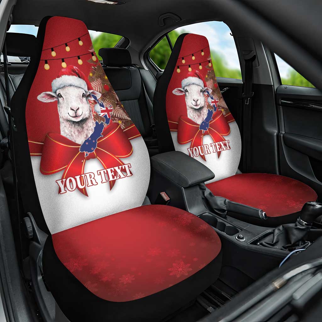 Personalized New Zealand Sheep Christmas Car Seat Cover Hipi Meri Kirihimete Silver Fern Xmas Tree - Aussie Hoodie