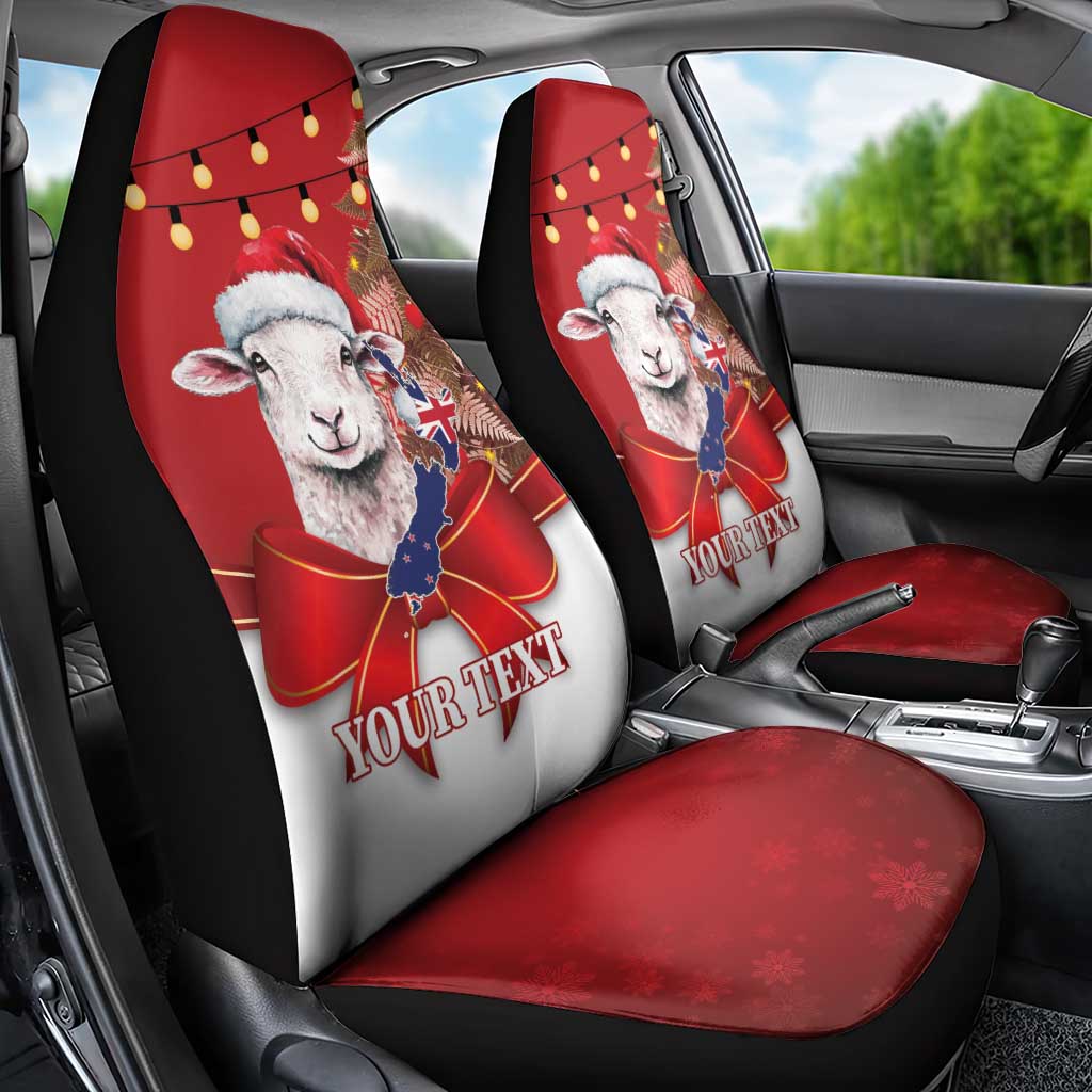 Personalized New Zealand Sheep Christmas Car Seat Cover Hipi Meri Kirihimete Silver Fern Xmas Tree - Aussie Hoodie