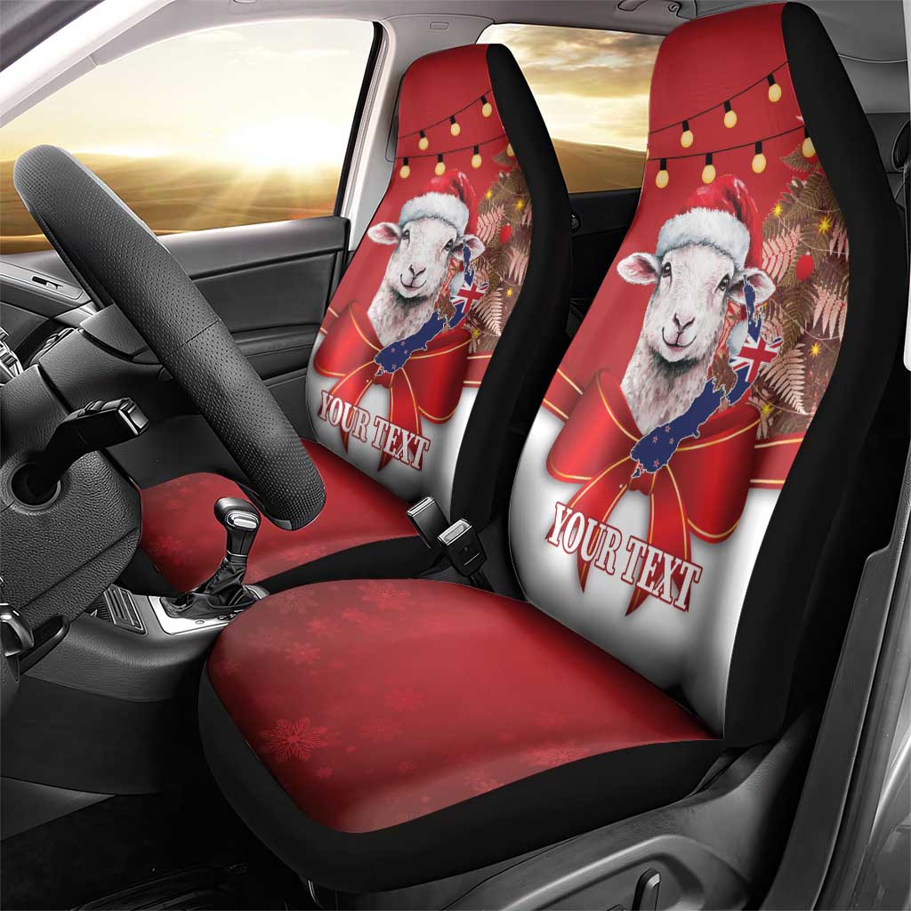 Personalized New Zealand Sheep Christmas Car Seat Cover Hipi Meri Kirihimete Silver Fern Xmas Tree - Aussie Hoodie