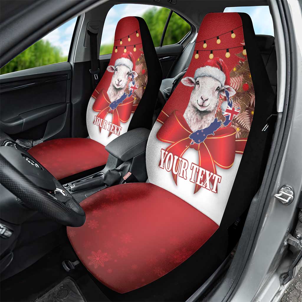 Personalized New Zealand Sheep Christmas Car Seat Cover Hipi Meri Kirihimete Silver Fern Xmas Tree - Aussie Hoodie