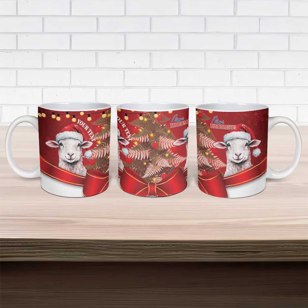 Personalized New Zealand Sheep Christmas Ceramic Mug Hipi Meri Kirihimete Silver Fern Xmas Tree - Aussie Hoodie