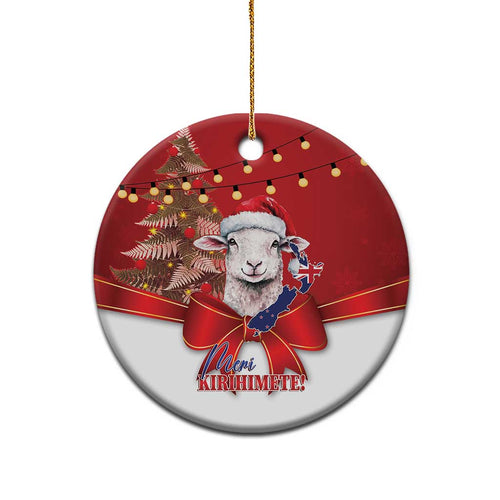 Personalized New Zealand Sheep Christmas Ceramic Ornament Hipi Meri Kirihimete Silver Fern Xmas Tree - Aussie Hoodie