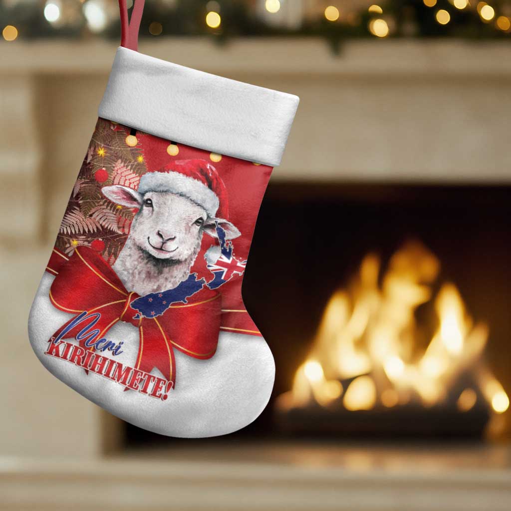 Personalized New Zealand Sheep Christmas Stocking Hipi Meri Kirihimete Silver Fern Xmas Tree - Aussie Hoodie