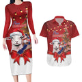 Personalized New Zealand Sheep Christmas Couples Matching Long Sleeve Bodycon Dress and Hawaiian Shirt Hipi Meri Kirihimete Silver Fern Xmas Tree - Aussie Hoodie