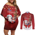 Personalized New Zealand Sheep Christmas Couples Matching Off Shoulder Short Dress and Long Sleeve Button Shirt Hipi Meri Kirihimete Silver Fern Xmas Tree - Aussie Hoodie