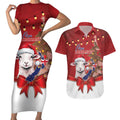 Personalized New Zealand Sheep Christmas Couples Matching Short Sleeve Bodycon Dress and Hawaiian Shirt Hipi Meri Kirihimete Silver Fern Xmas Tree - Aussie Hoodie