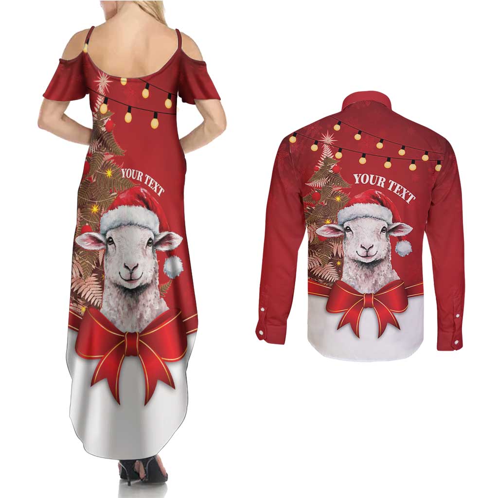 Personalized New Zealand Sheep Christmas Couples Matching Summer Maxi Dress and Long Sleeve Button Shirt Hipi Meri Kirihimete Silver Fern Xmas Tree - Aussie Hoodie