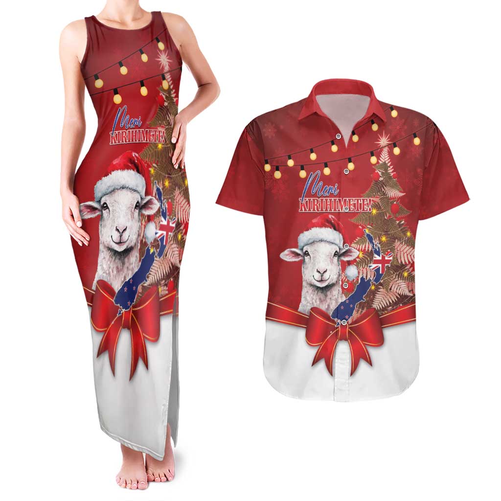 Personalized New Zealand Sheep Christmas Couples Matching Tank Maxi Dress and Hawaiian Shirt Hipi Meri Kirihimete Silver Fern Xmas Tree - Aussie Hoodie
