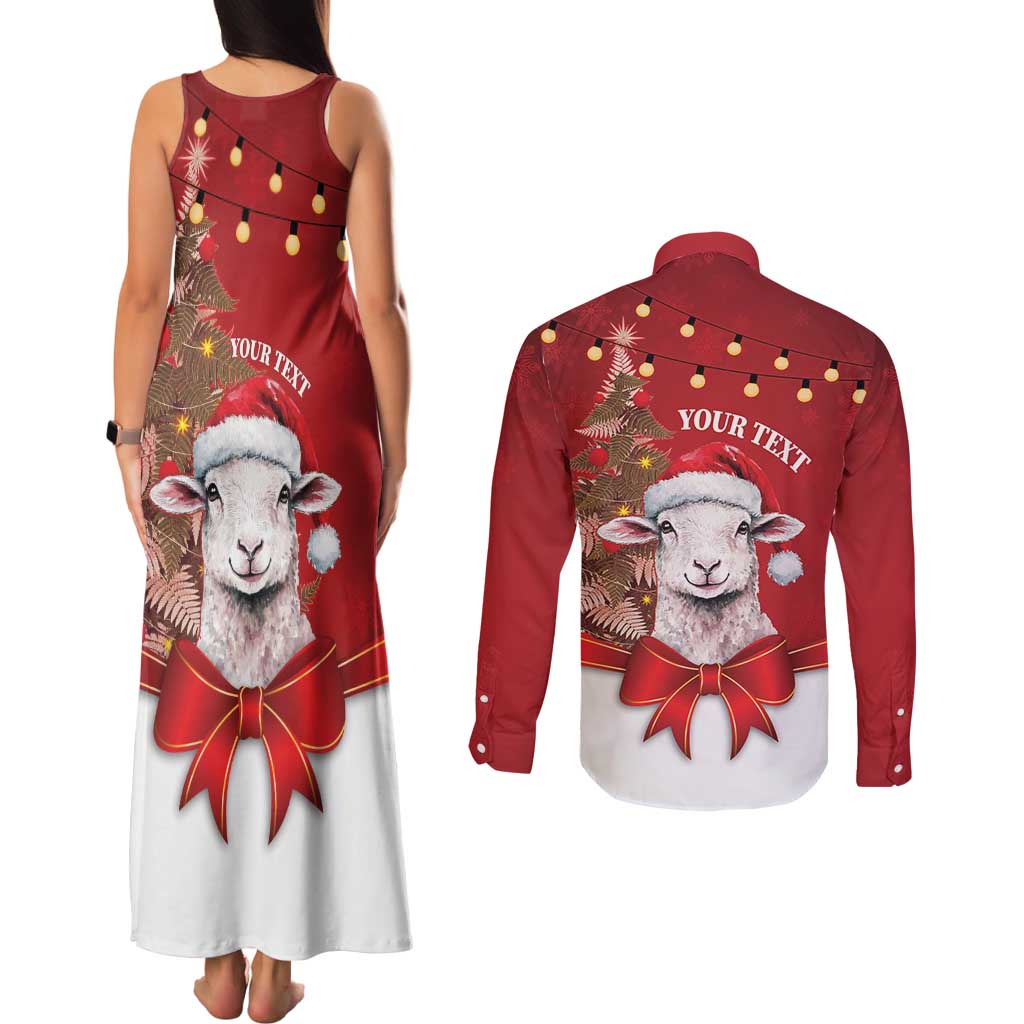 Personalized New Zealand Sheep Christmas Couples Matching Tank Maxi Dress and Long Sleeve Button Shirt Hipi Meri Kirihimete Silver Fern Xmas Tree - Aussie Hoodie