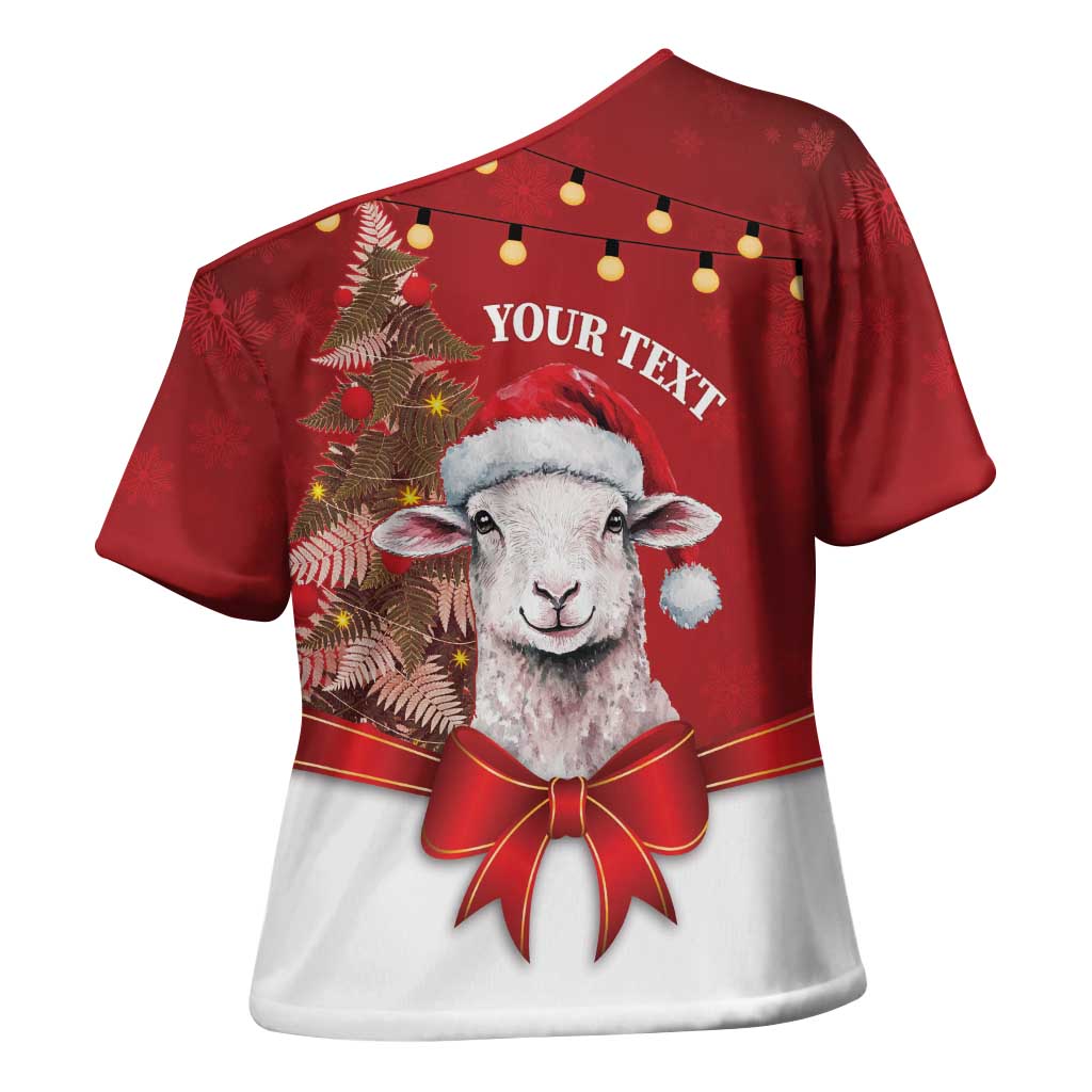 Personalized New Zealand Sheep Christmas Cross Shoulder Shirt Hipi Meri Kirihimete Silver Fern Xmas Tree - Aussie Hoodie