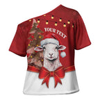 Personalized New Zealand Sheep Christmas Cross Shoulder Shirt Hipi Meri Kirihimete Silver Fern Xmas Tree - Aussie Hoodie