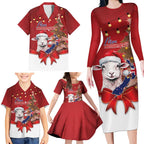 Personalized New Zealand Sheep Christmas Family Matching Long Sleeve Bodycon Dress and Hawaiian Shirt Hipi Meri Kirihimete Silver Fern Xmas Tree - Aussie Hoodie