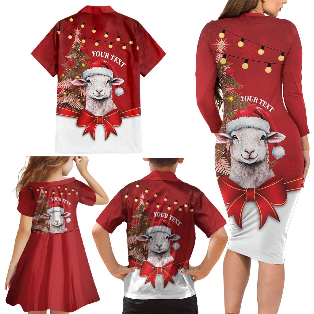 Personalized New Zealand Sheep Christmas Family Matching Long Sleeve Bodycon Dress and Hawaiian Shirt Hipi Meri Kirihimete Silver Fern Xmas Tree - Aussie Hoodie