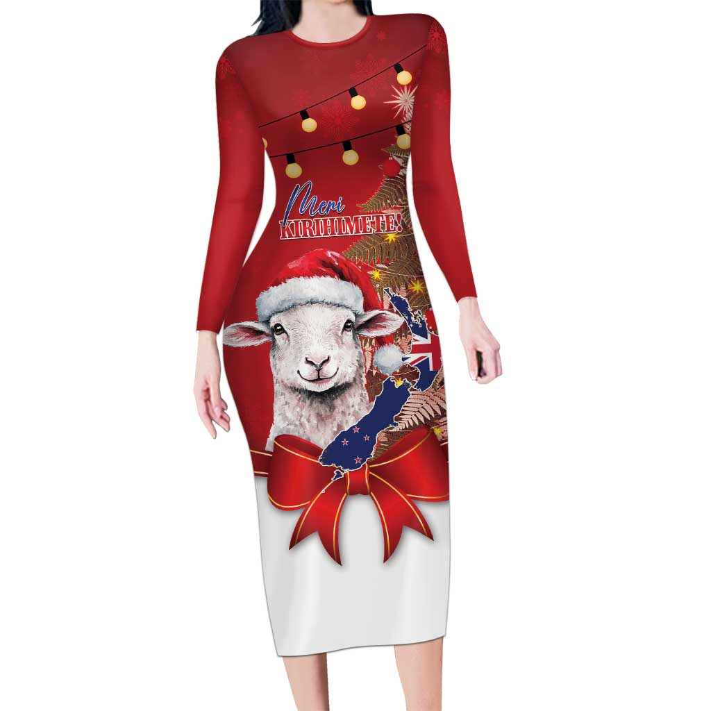 Personalized New Zealand Sheep Christmas Family Matching Long Sleeve Bodycon Dress and Hawaiian Shirt Hipi Meri Kirihimete Silver Fern Xmas Tree - Aussie Hoodie