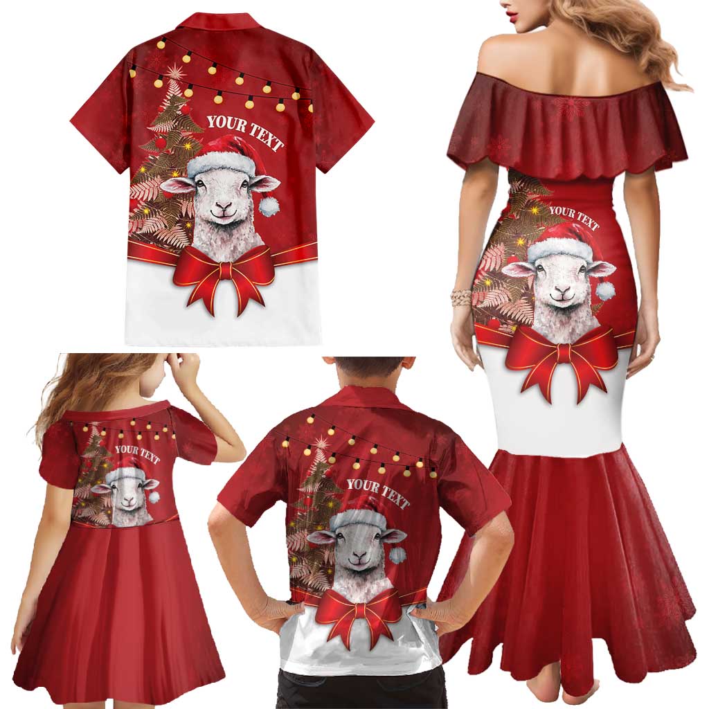 Personalized New Zealand Sheep Christmas Family Matching Mermaid Dress and Hawaiian Shirt Hipi Meri Kirihimete Silver Fern Xmas Tree - Aussie Hoodie