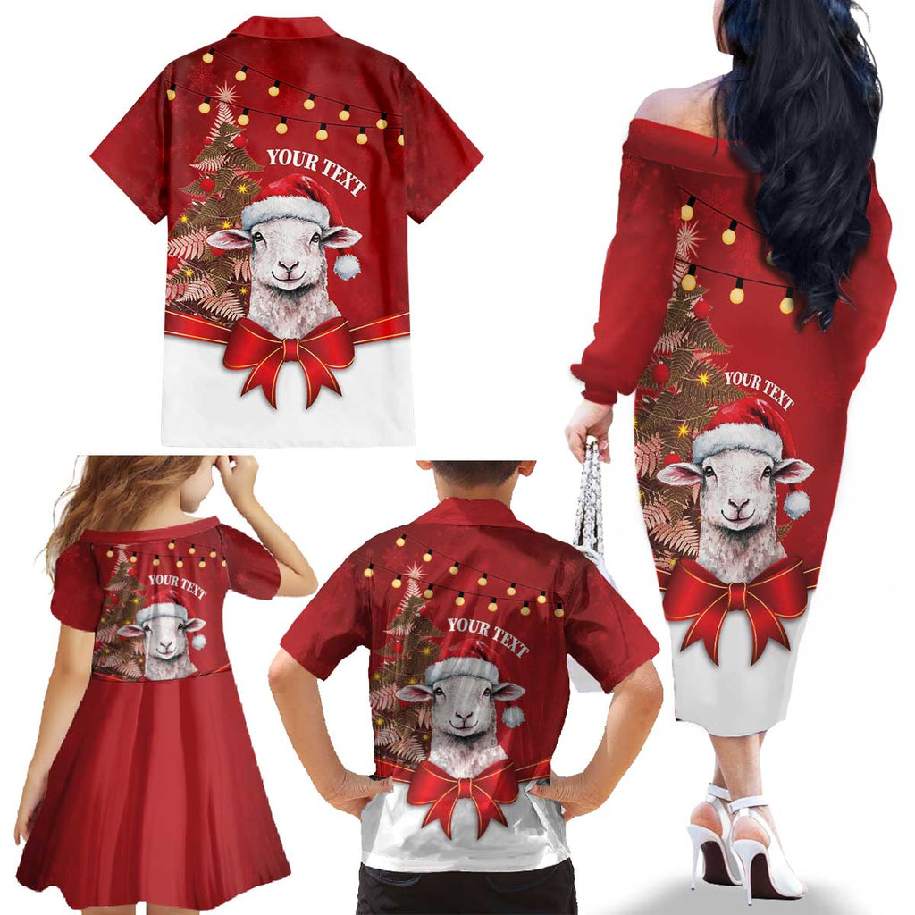 Personalized New Zealand Sheep Christmas Family Matching Off The Shoulder Long Sleeve Dress and Hawaiian Shirt Hipi Meri Kirihimete Silver Fern Xmas Tree - Aussie Hoodie