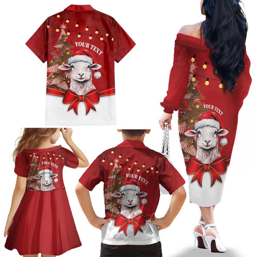 Personalized New Zealand Sheep Christmas Family Matching Off The Shoulder Long Sleeve Dress and Hawaiian Shirt Hipi Meri Kirihimete Silver Fern Xmas Tree - Aussie Hoodie