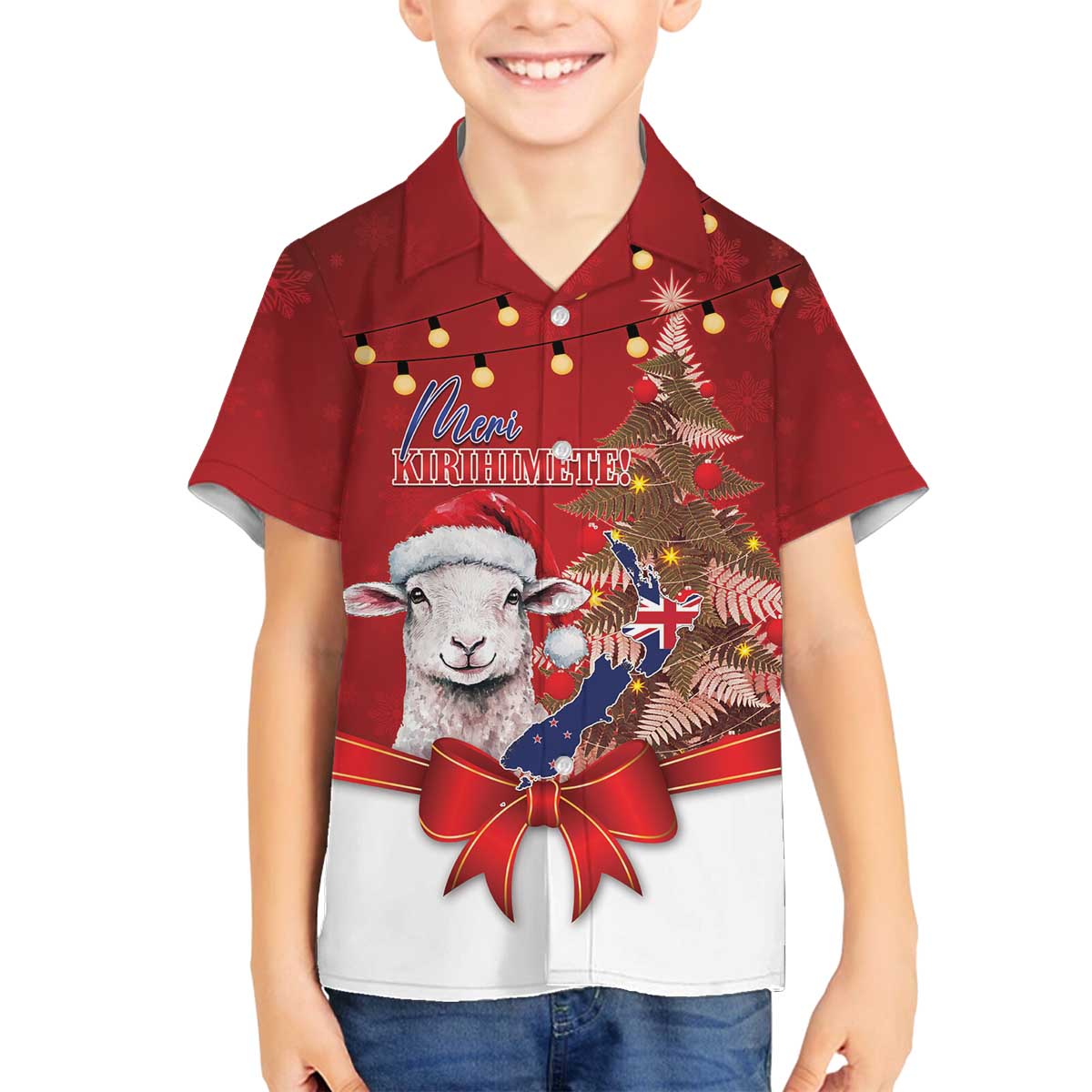 Personalized New Zealand Sheep Christmas Family Matching Off The Shoulder Long Sleeve Dress and Hawaiian Shirt Hipi Meri Kirihimete Silver Fern Xmas Tree - Aussie Hoodie