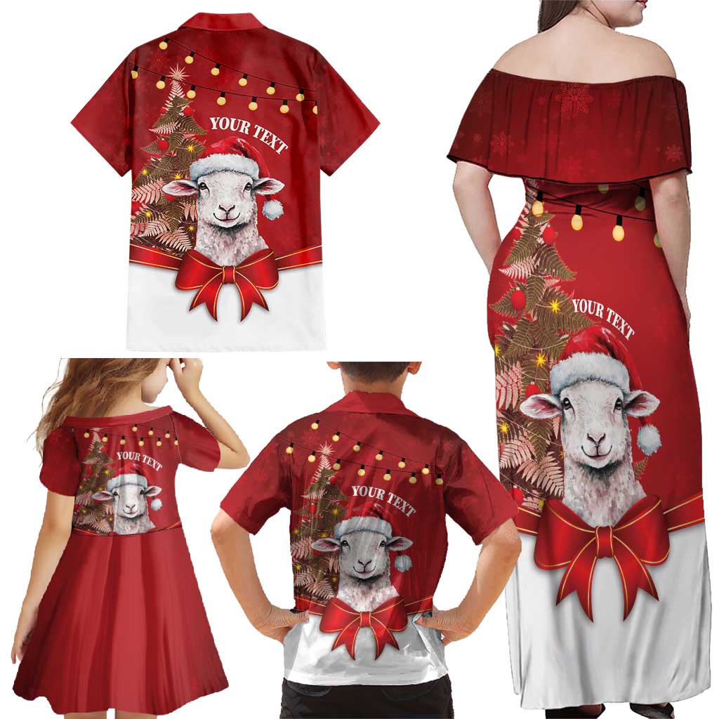 Personalized New Zealand Sheep Christmas Family Matching Off Shoulder Maxi Dress and Hawaiian Shirt Hipi Meri Kirihimete Silver Fern Xmas Tree - Aussie Hoodie