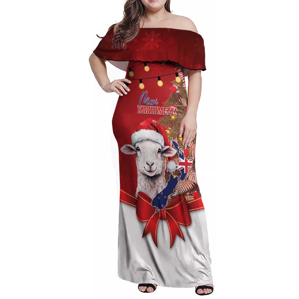 Personalized New Zealand Sheep Christmas Family Matching Off Shoulder Maxi Dress and Hawaiian Shirt Hipi Meri Kirihimete Silver Fern Xmas Tree - Aussie Hoodie