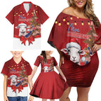Personalized New Zealand Sheep Christmas Family Matching Off Shoulder Short Dress and Hawaiian Shirt Hipi Meri Kirihimete Silver Fern Xmas Tree - Aussie Hoodie
