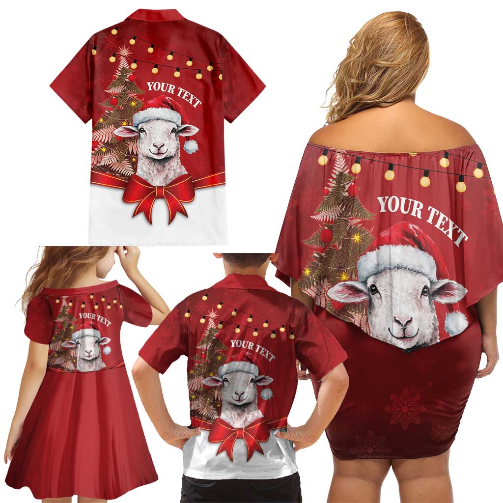 Personalized New Zealand Sheep Christmas Family Matching Off Shoulder Short Dress and Hawaiian Shirt Hipi Meri Kirihimete Silver Fern Xmas Tree - Aussie Hoodie