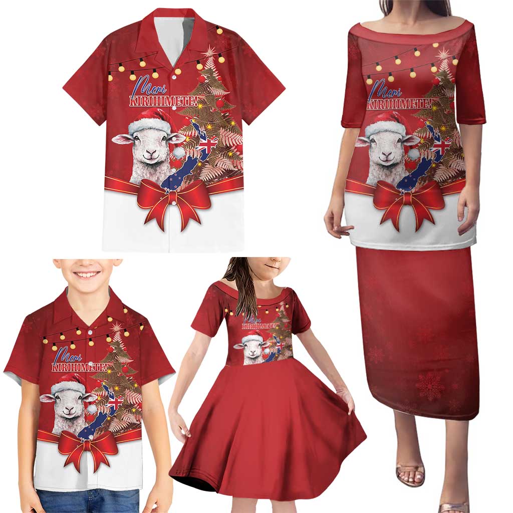 Personalized New Zealand Sheep Christmas Family Matching Puletasi and Hawaiian Shirt Hipi Meri Kirihimete Silver Fern Xmas Tree - Aussie Hoodie